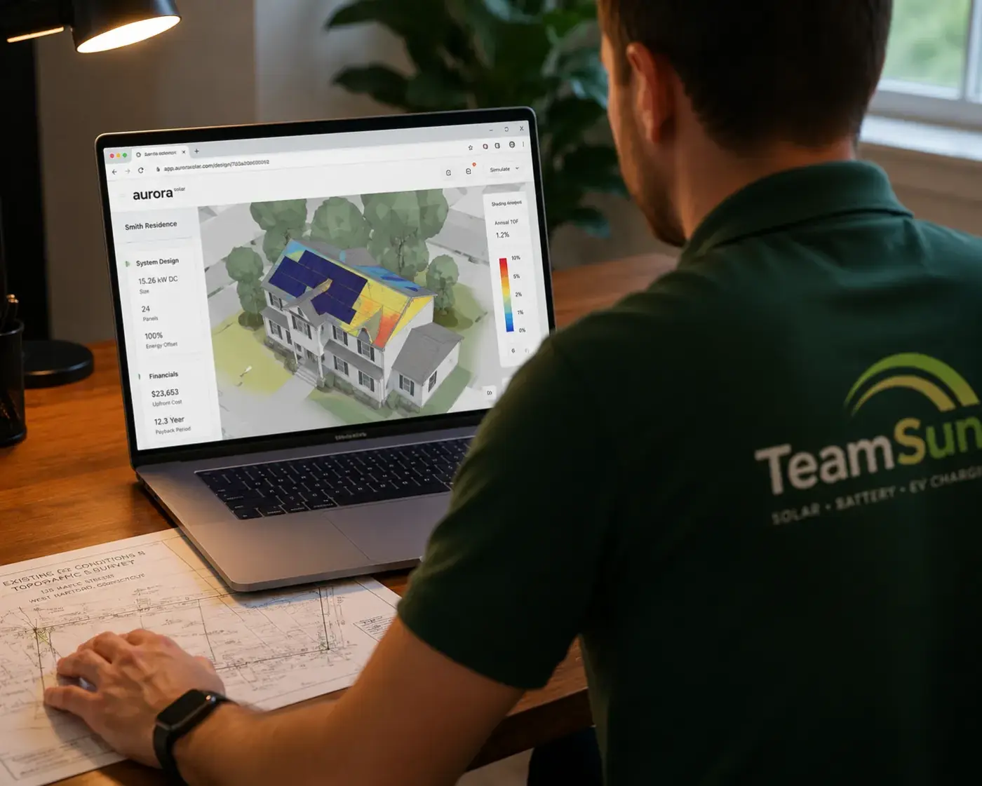 Designer reviewing a solar layout