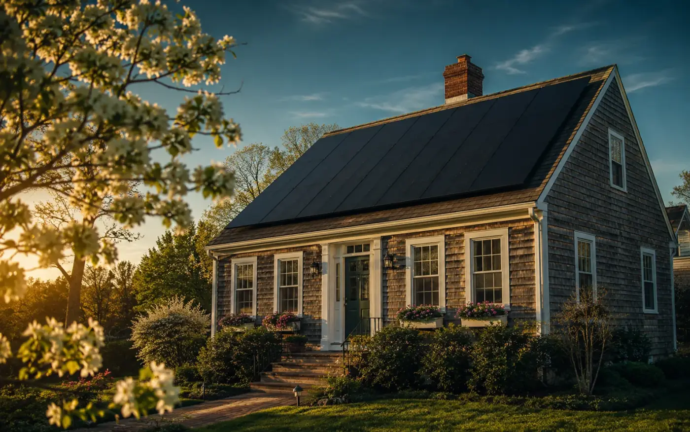 Rooftop solar on a New England home